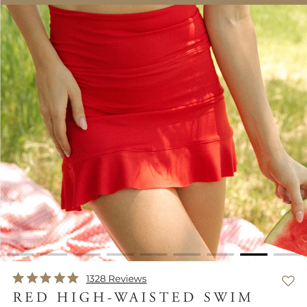 Albion Fit RED HIGH-WAISTED SWIM SKIRT NWT